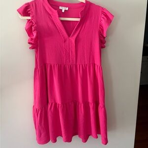 TCEC Fuchsia Ruffle Sleeve Kids Dress